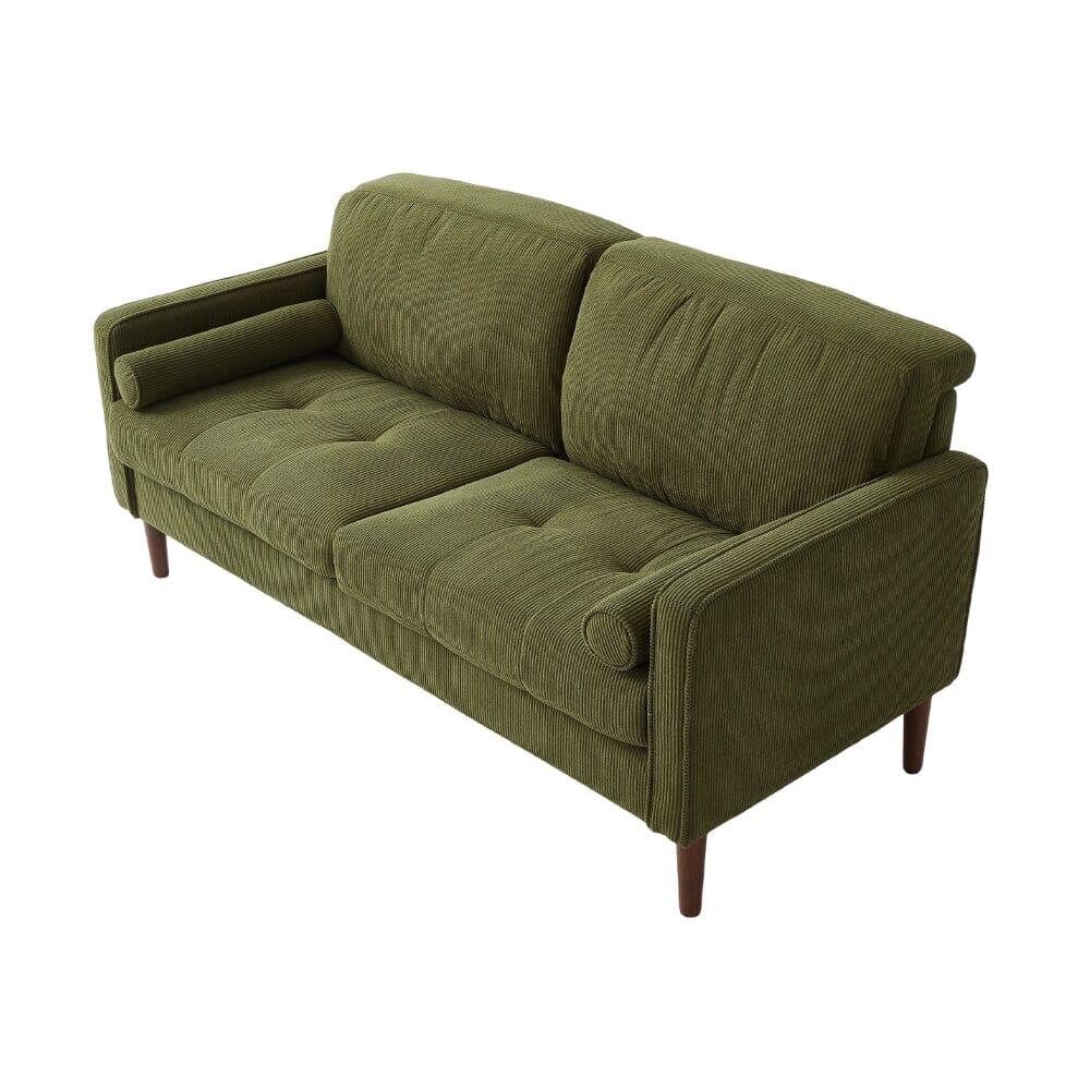 2 Seater Sofa with Cylindrical Pillows and Plush Cushions Living and Home 