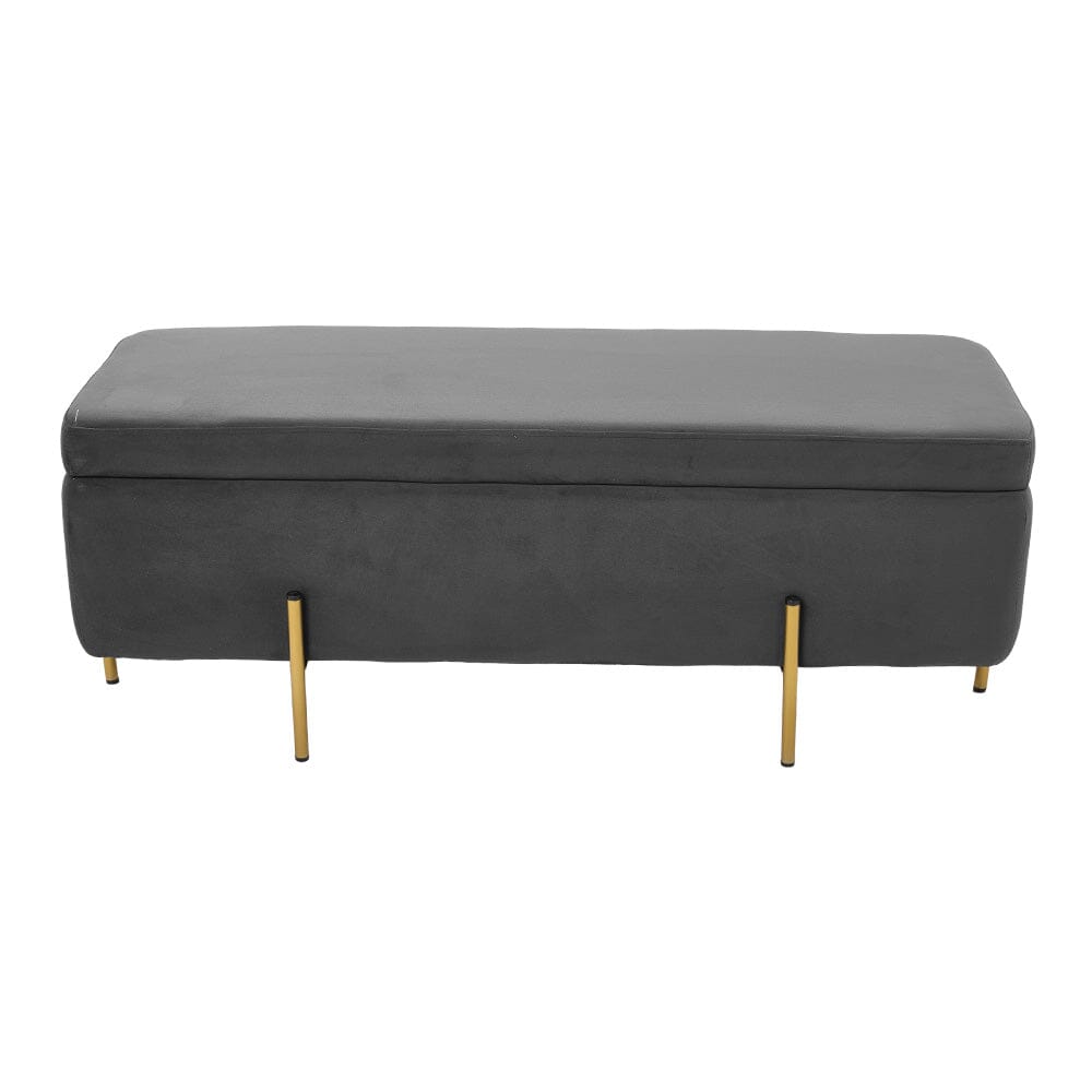 Royal Blue Velvet Storage Bench with Gold Metal Legs Living and Home 