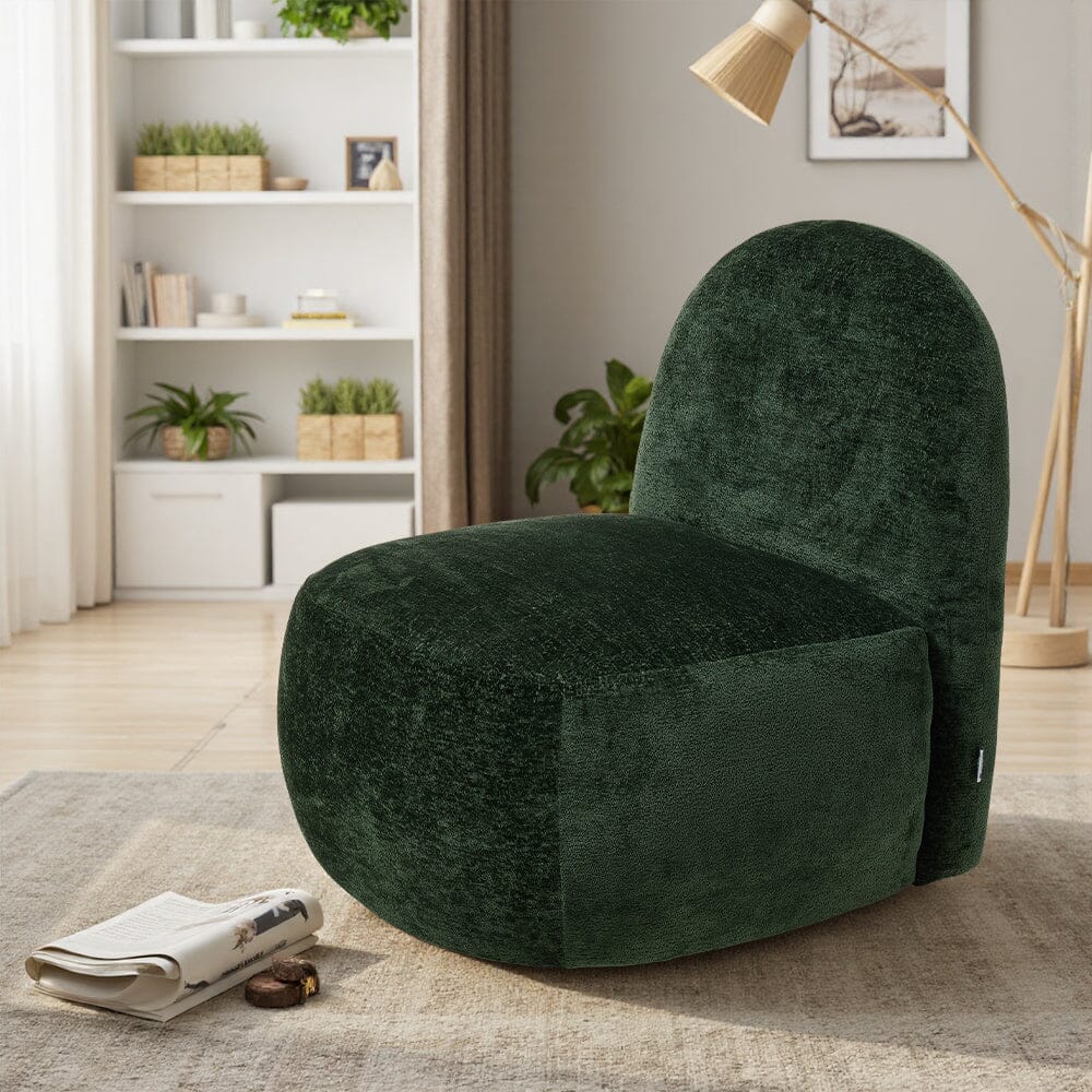 Organic Shape Accent Chair Chenille Fabric Living and Home Green 
