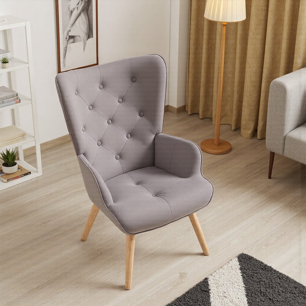 Retro Tufted Wingback Accent Chair Velvet Fabric Living and Home 