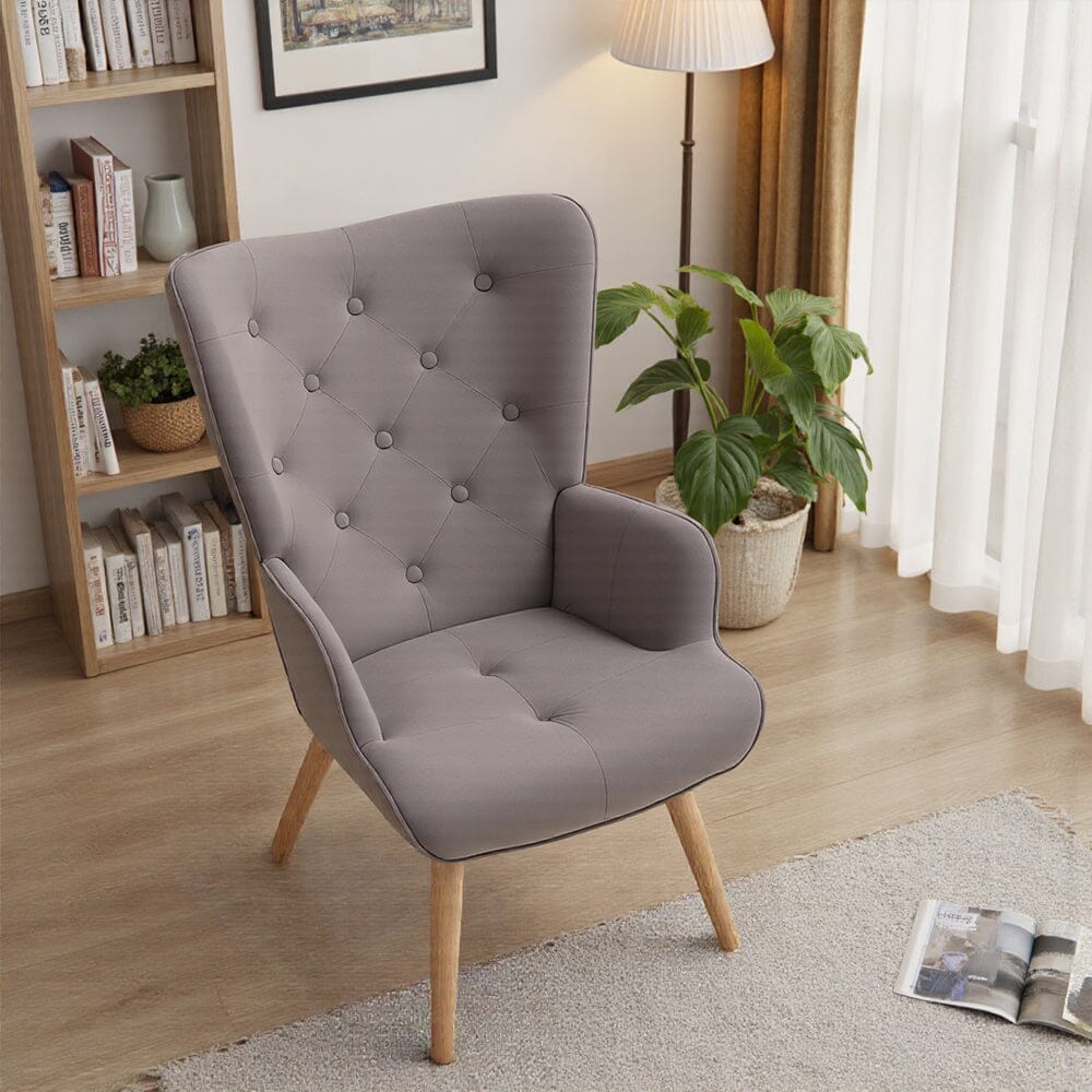 Retro Tufted Wingback Accent Chair Velvet Fabric Living and Home 