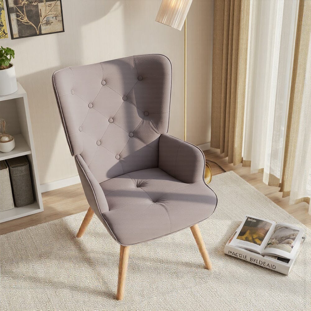 Retro Tufted Wingback Accent Chair Velvet Fabric Living and Home 