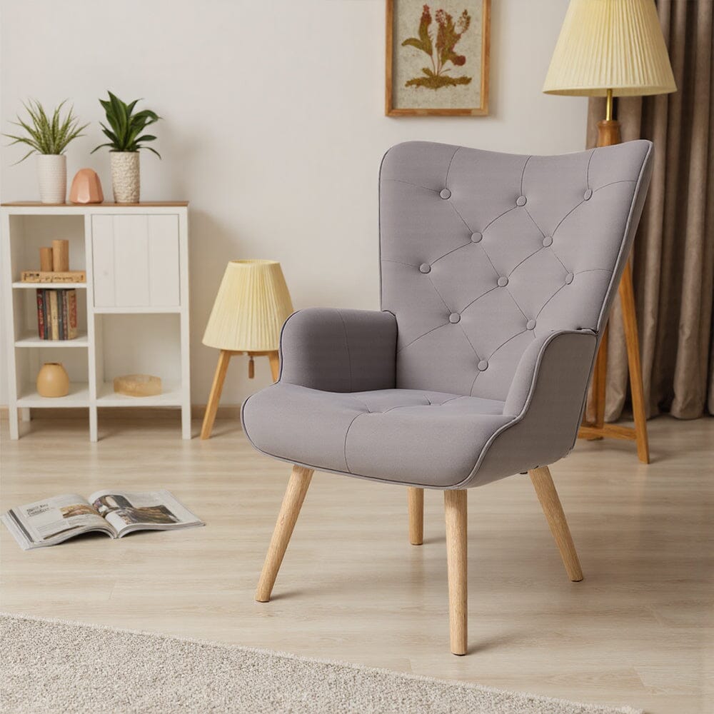 Retro Tufted Wingback Accent Chair Velvet Fabric Living and Home 