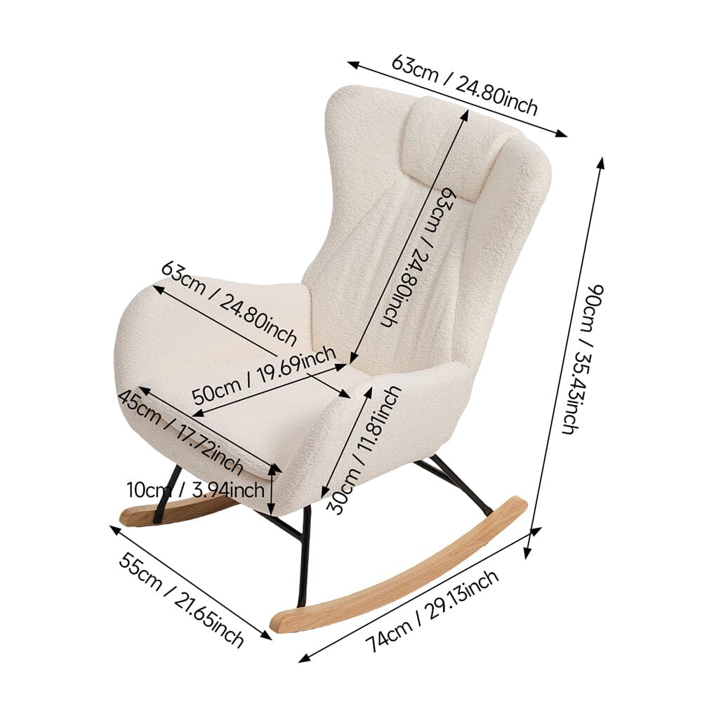 Modern Teddy Fabric Rocking Chair with Wooden Legs Living and Home 