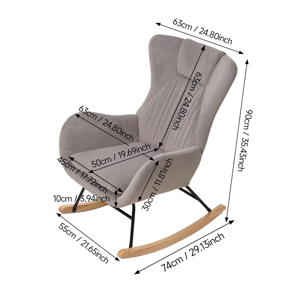 Modern Teddy Fabric Rocking Chair with Wooden Legs Living and Home 
