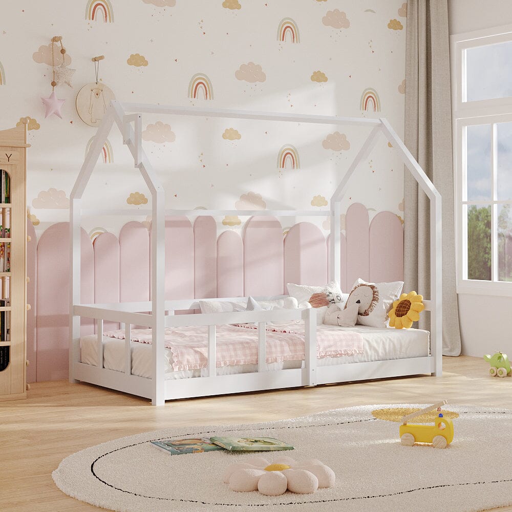 Wooden House Bed Frame Bed Frames Living and Home White 