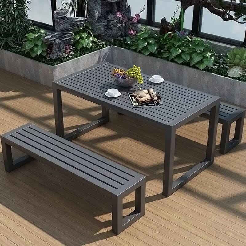 6 - Person 150cm Long Iron Outdoor Dining Set Garden Table and Bench Garden Dining Sets Living and Home 