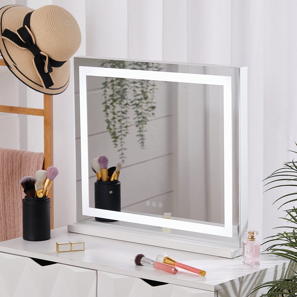 Contemporary Rectangle Vanity Mirror with LED Lights Living and Home 