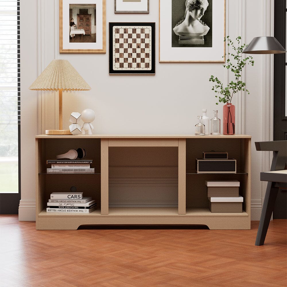 Wood Grain Fireplace Cabinet with 18inch Electric Fire | Touchscreen-enabled & remote-controlled Living and Home 