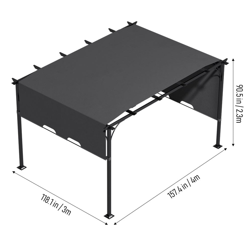 3x3x2.3m/3x4x2.3m Dark Grey Pergola Style Shade Canopy with Adjustable Roof Living and Home 
