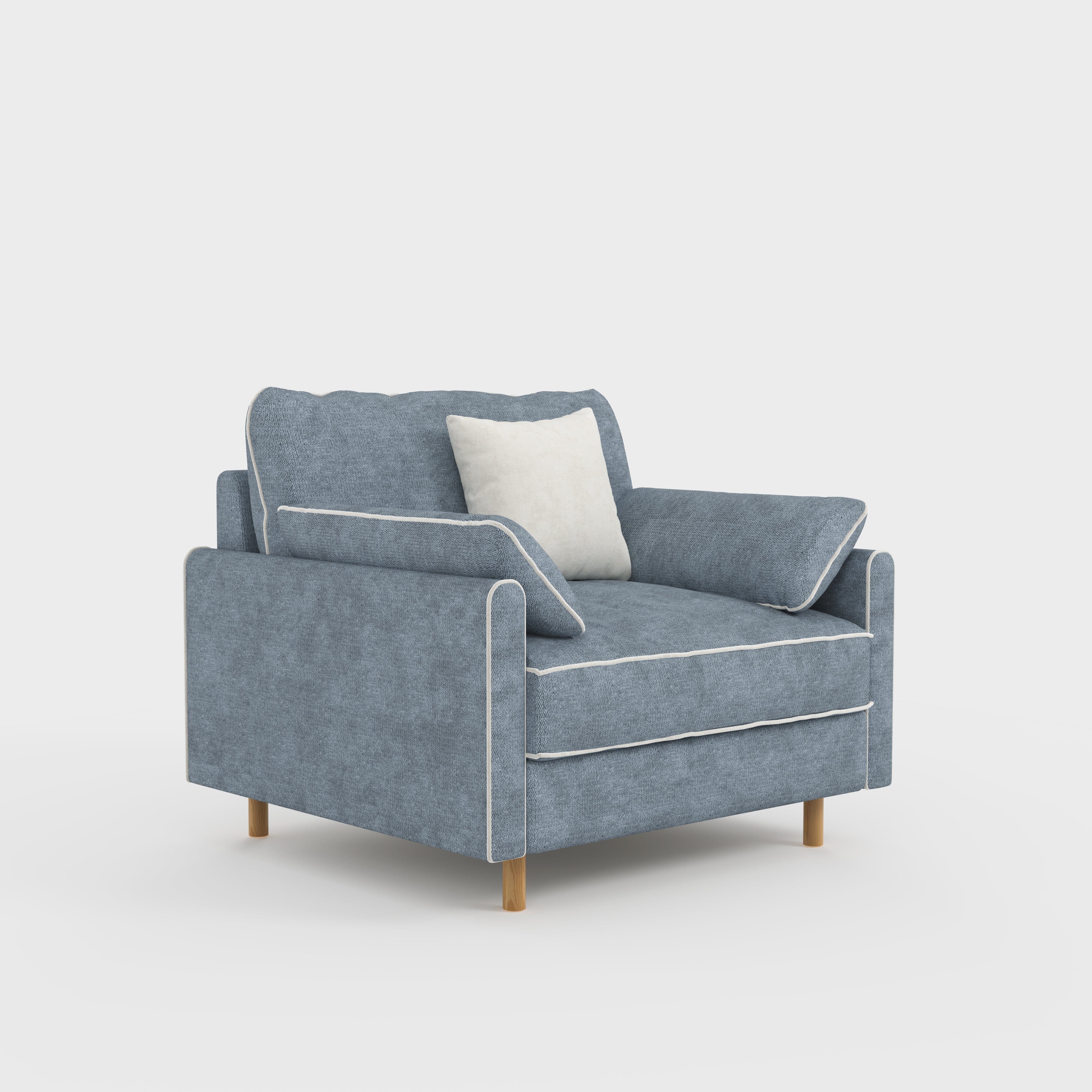 Cotton Linen Detachable Modular Sofa with Fringed Trim Cottonfy UK Single (without Fringed Trim) Dusky Blue In Stock