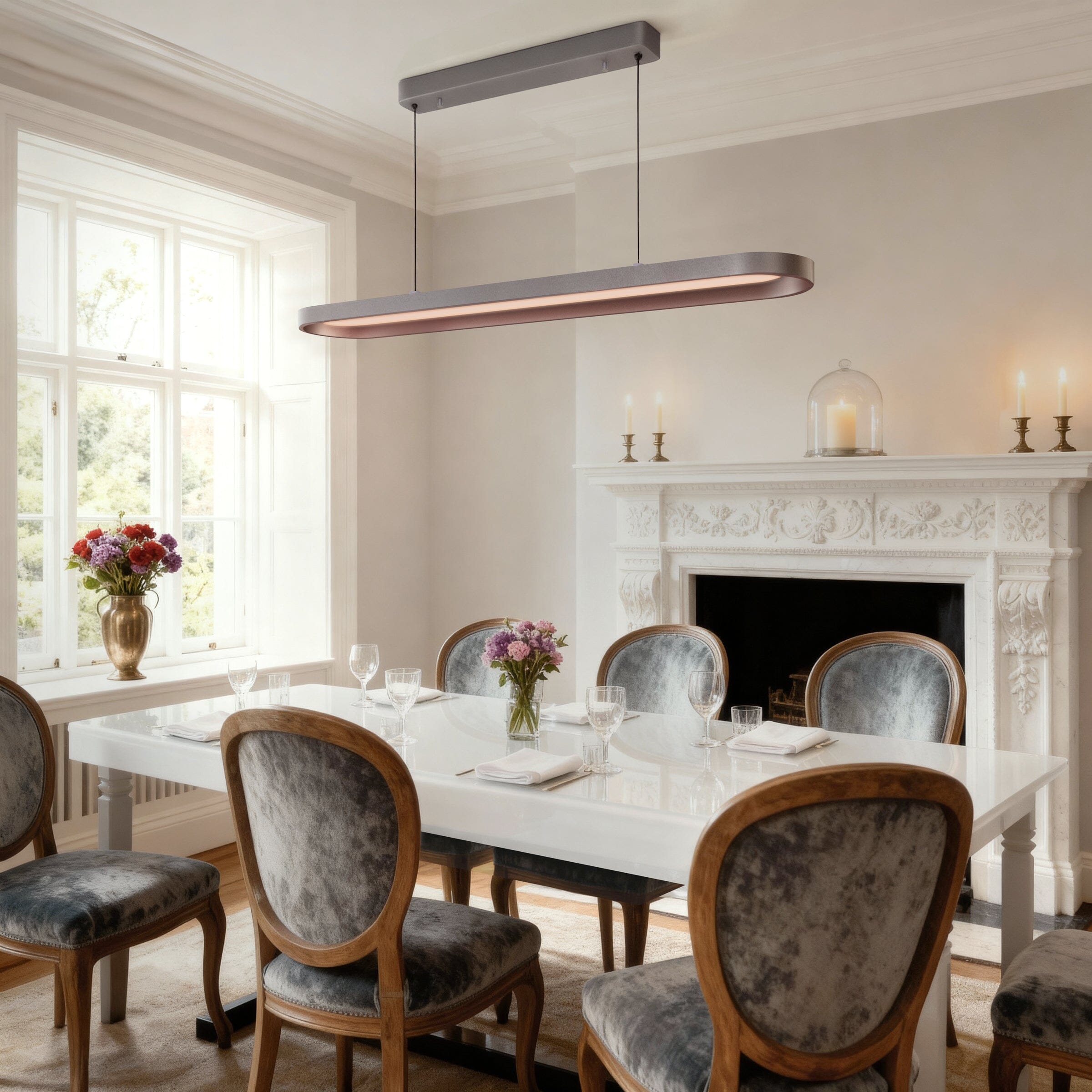 Lightsin Contemporary Gray-Brown Elliptical Dimmable Pendant Light Lightsin UK 