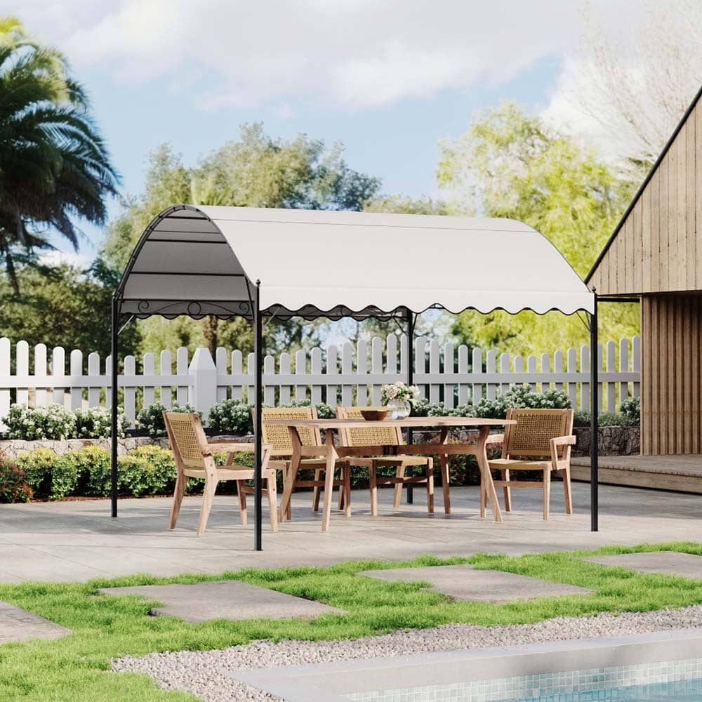 9.84 x 9.84 x 8.53 ft/ 9.84 x 13.12 x 8.53 ft Beige Arch Steel Canopy with Ground Pegs Living and Home 