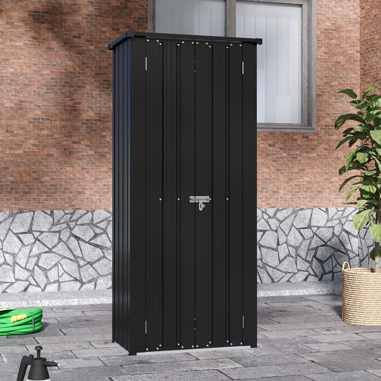 1.5*2.5ft Flat Roof Charcoal Black Tool Cabinet Living and Home 