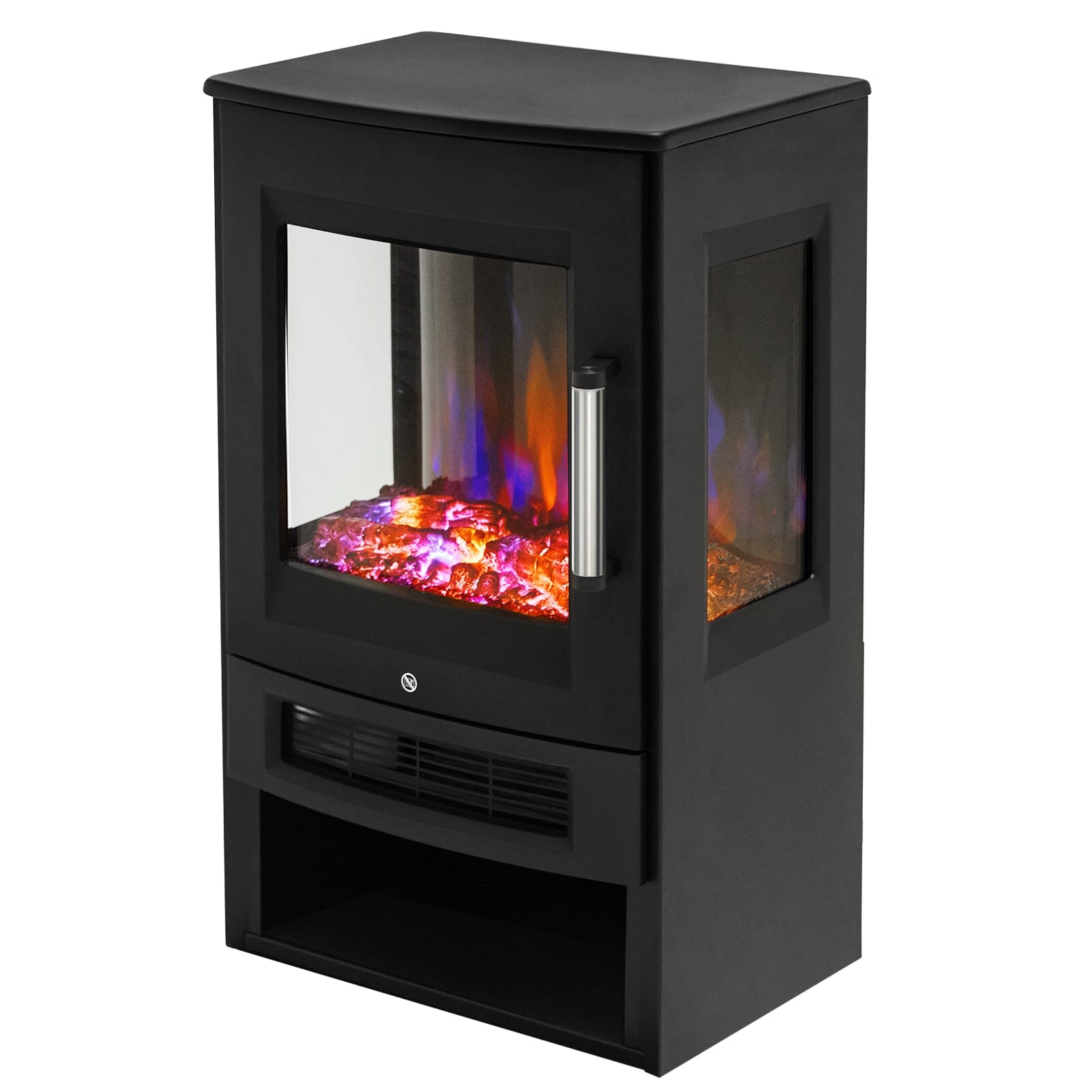 Smallbee 3-Sided Freestanding Electric Fireplace with Remote Control – Black, 900/1800W, Adjustable LED Flame & Temperature Smallbee UK 