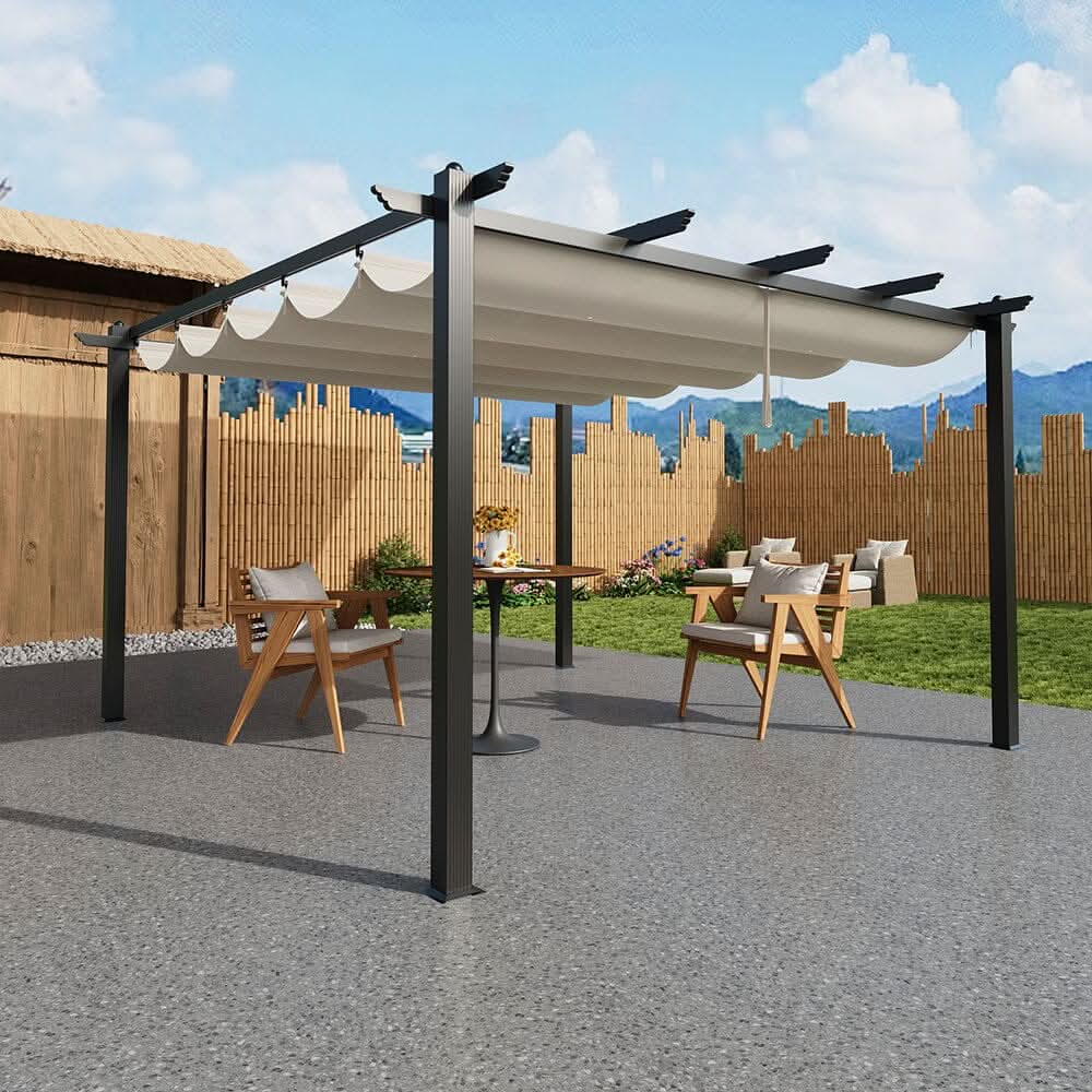 3x3m/3x4m/3x6m/4x4m All-Aluminum Flat Top Tarp Tent -Off-White/Light G – Living and Home