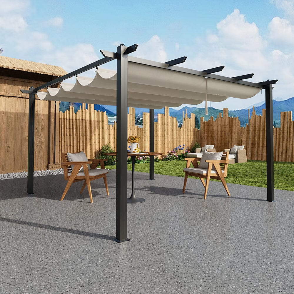 3x3m/3x4m/4x4m All-Aluminum Flat Top Tarp Tent -Off-White/Light Grey Living and Home 3x3m Off-White 