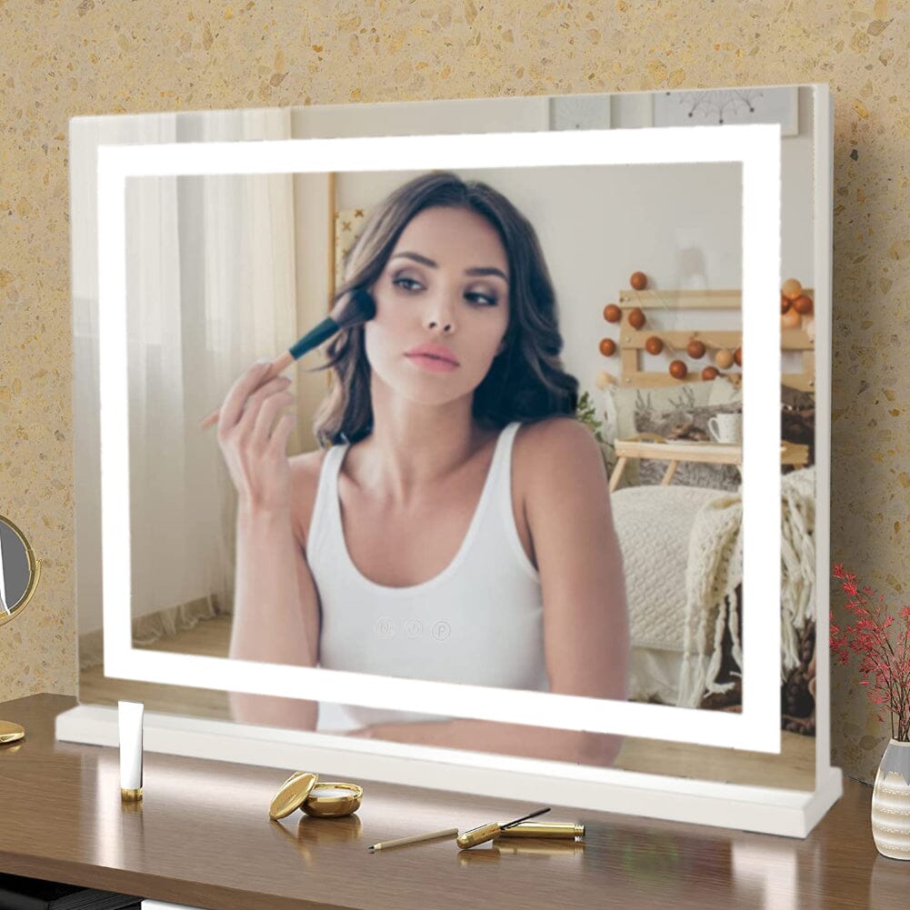 Contemporary Rectangle Vanity Mirror with LED Lights Living and Home 