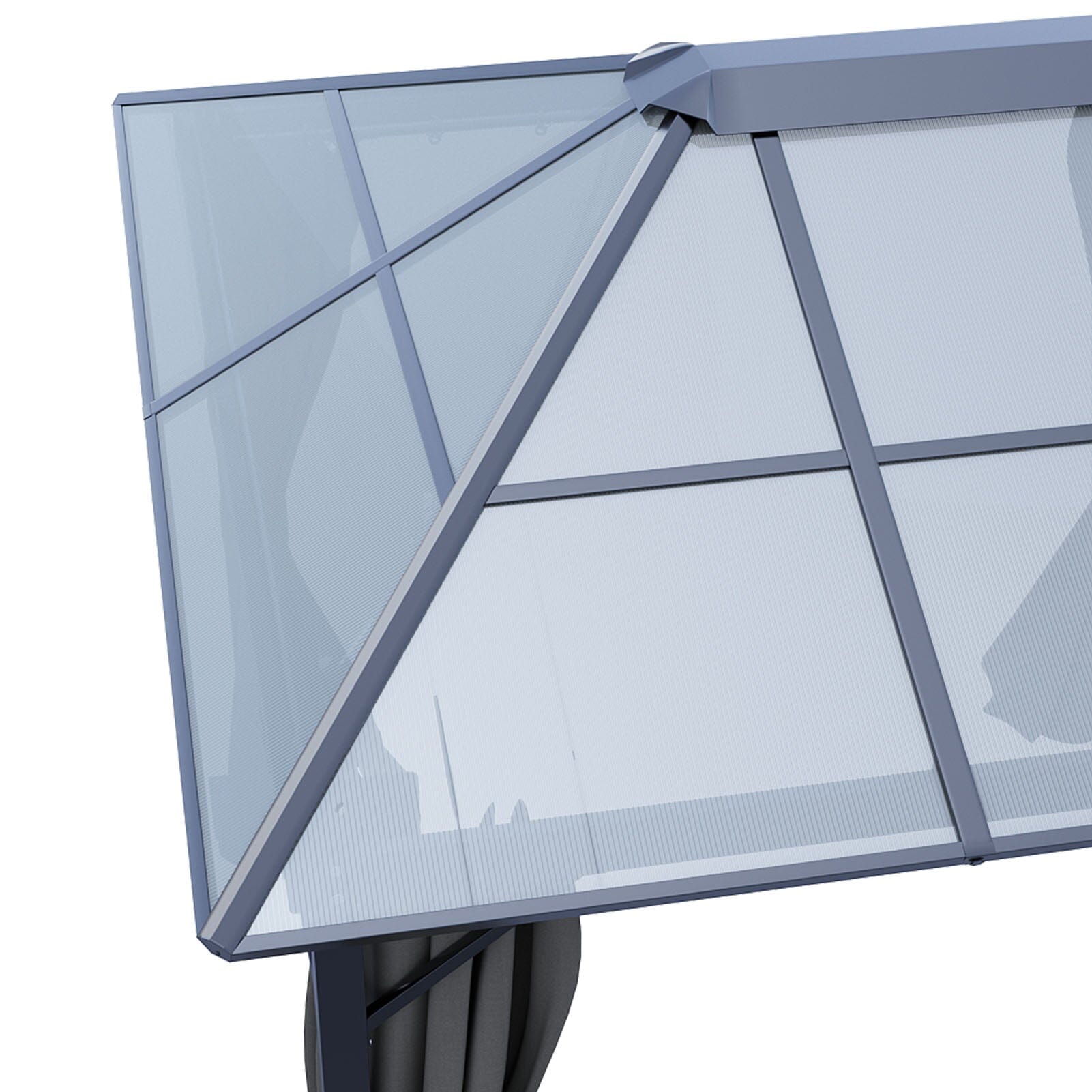 3*3*2.6m Dark Grey Single-roof Sunshade Canopy with Surrounding Fabric Living and Home 