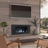 43 Inch Black Wall Mount Bio Ethanol Fireplaces Wall Fireplace Black Surface Clean Burning