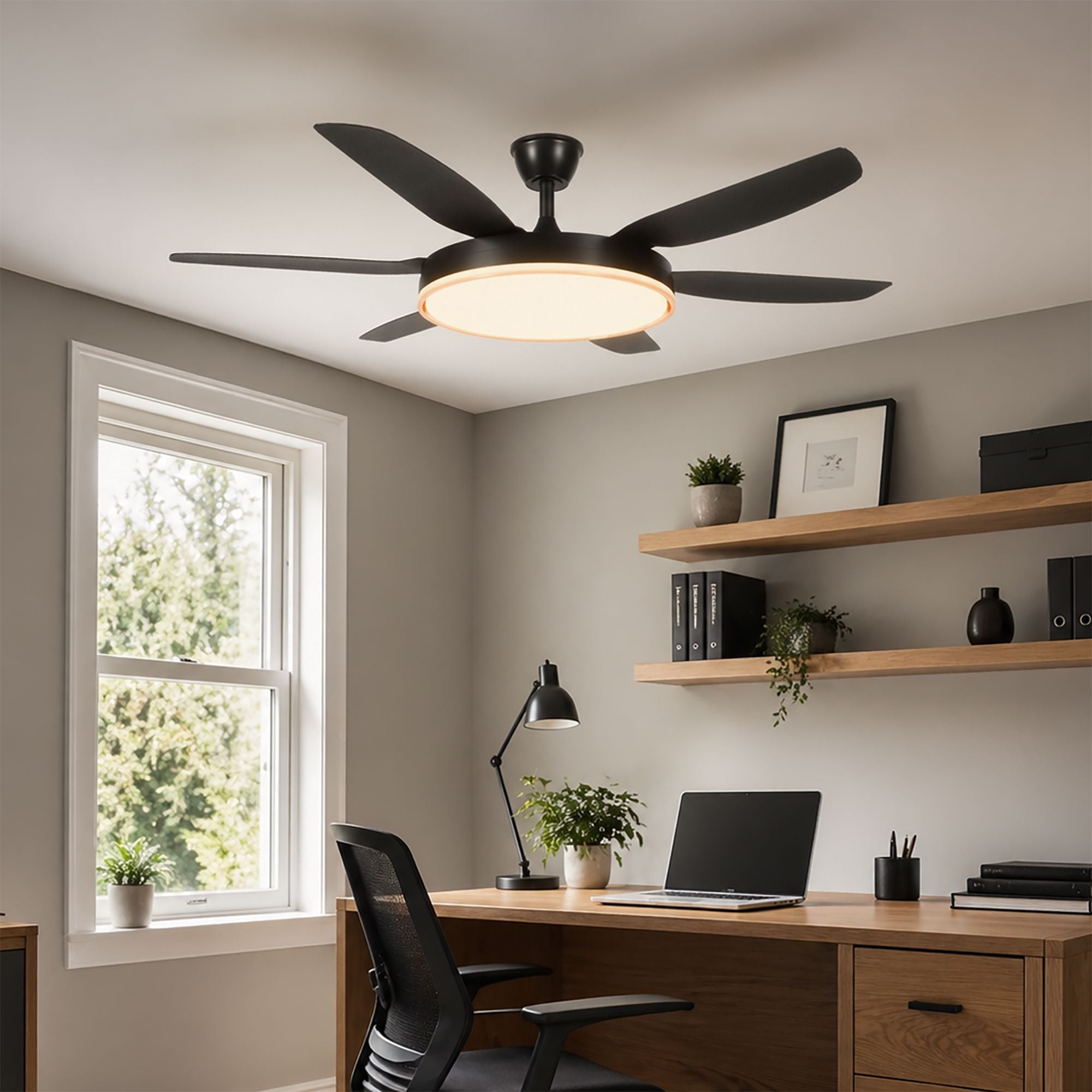 Lightsin Modern Black 57inch LED Ceiling Fan with Remote Control Lightsin UK 