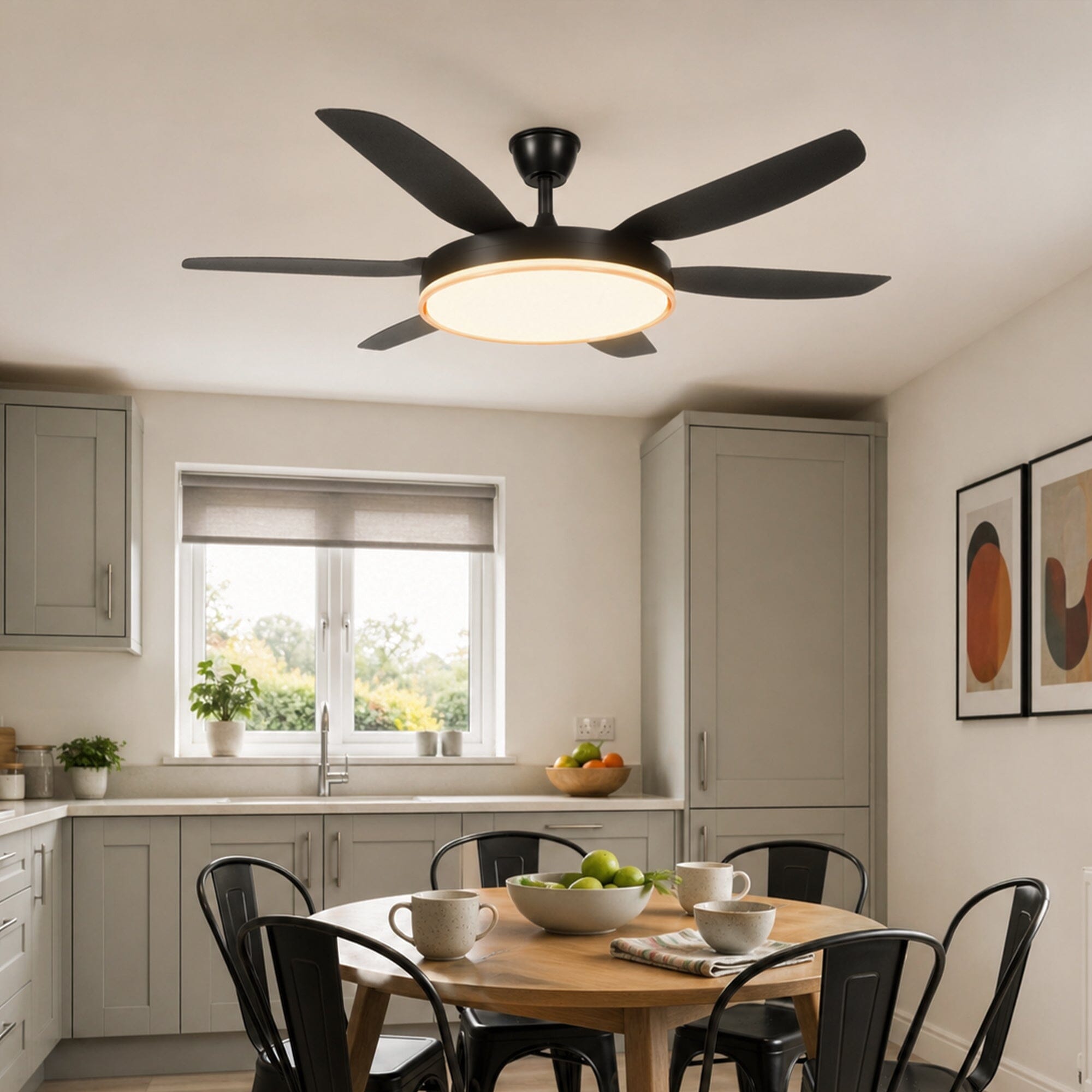 Lightsin Modern Black 57inch LED Ceiling Fan with Remote Control Lightsin UK 