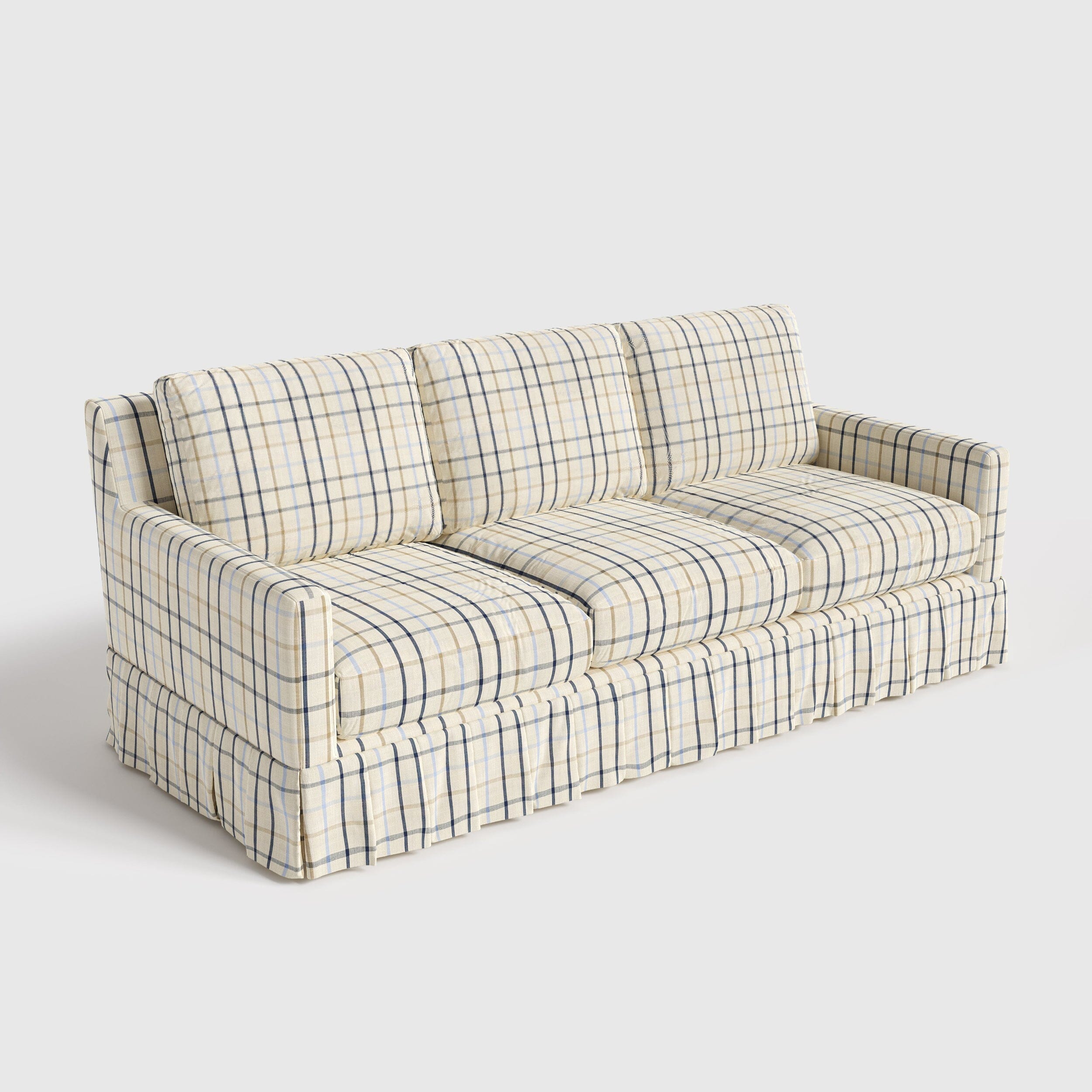 Cottonfy 3 Seater Striped Sofa with Removable Covers and Skirted Design Living and Home 