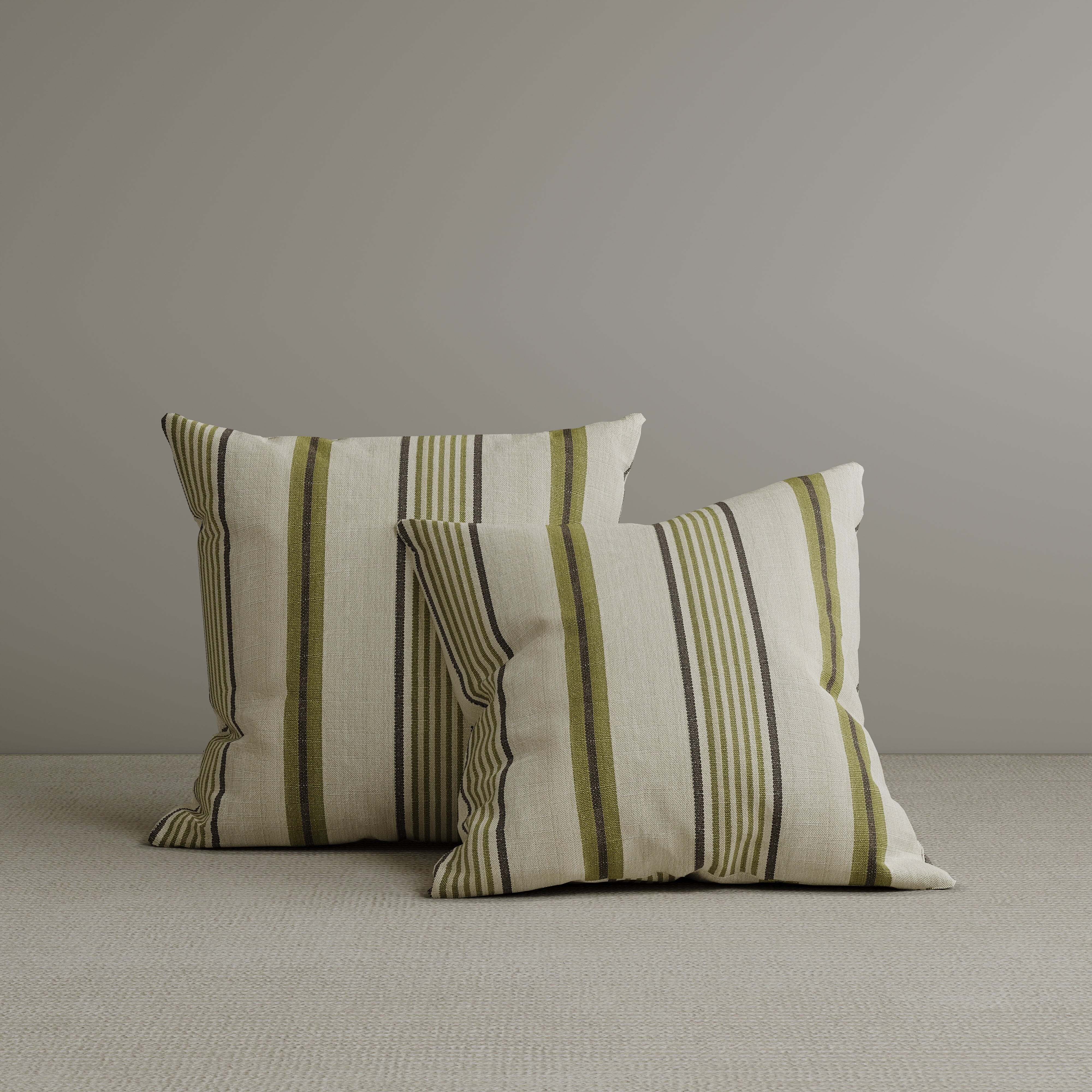 ‍Cottonfy Square Exclusive Design Cushion in Green Striped Cotton Linen, 45*45CM (100% off) Living and Home 2 PCS 