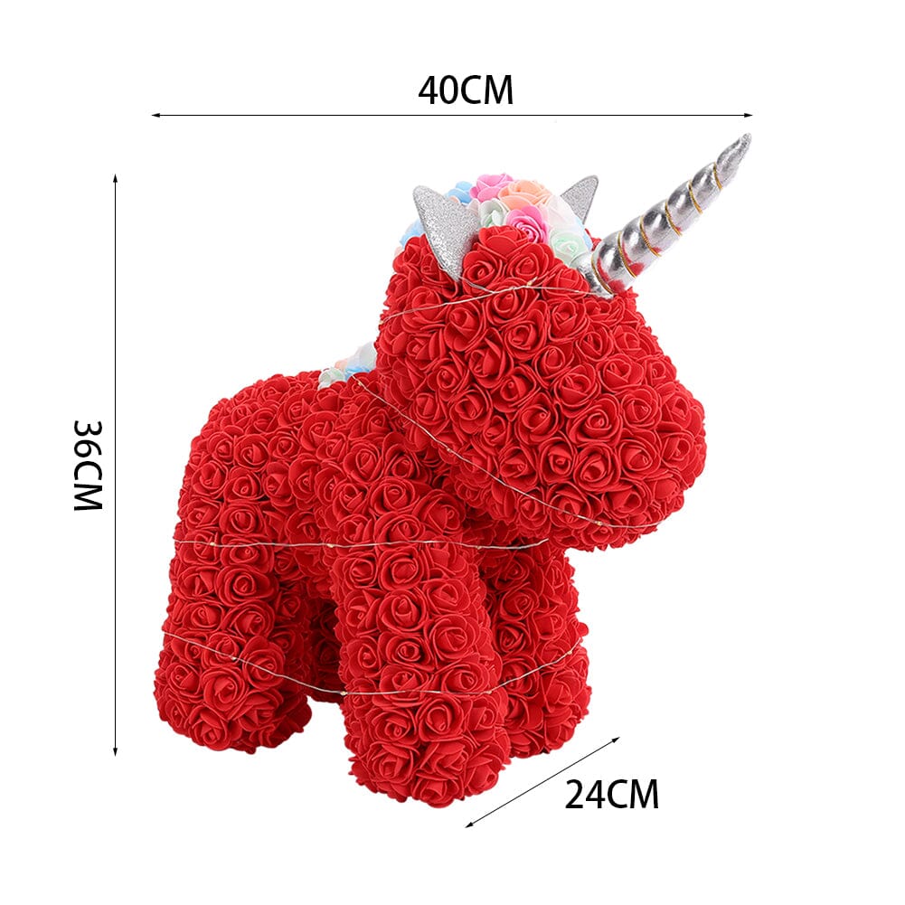 Simulation Foam Forever Rose Red Unicorn Gift Box with Warm Light Strip Living and Home 