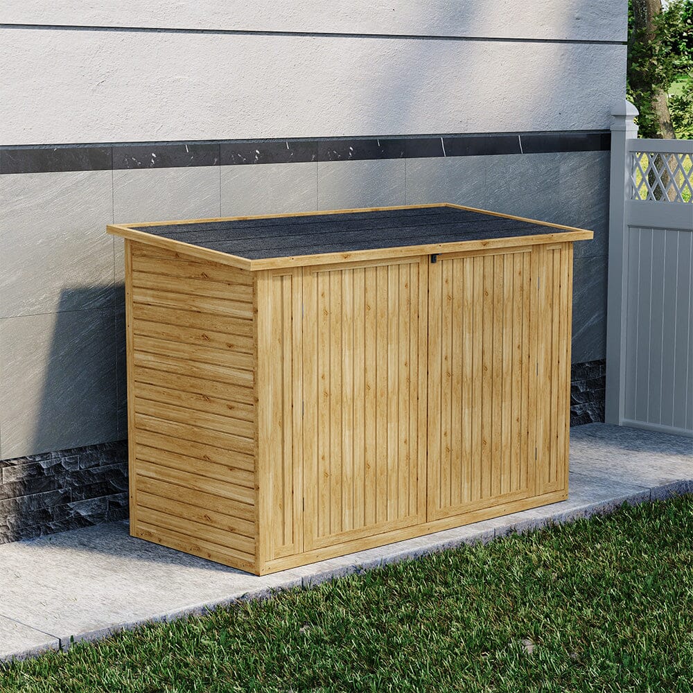 Wooden Bicycle Shed with Asphalt Roof and Steel Locking Door Living and Home 
