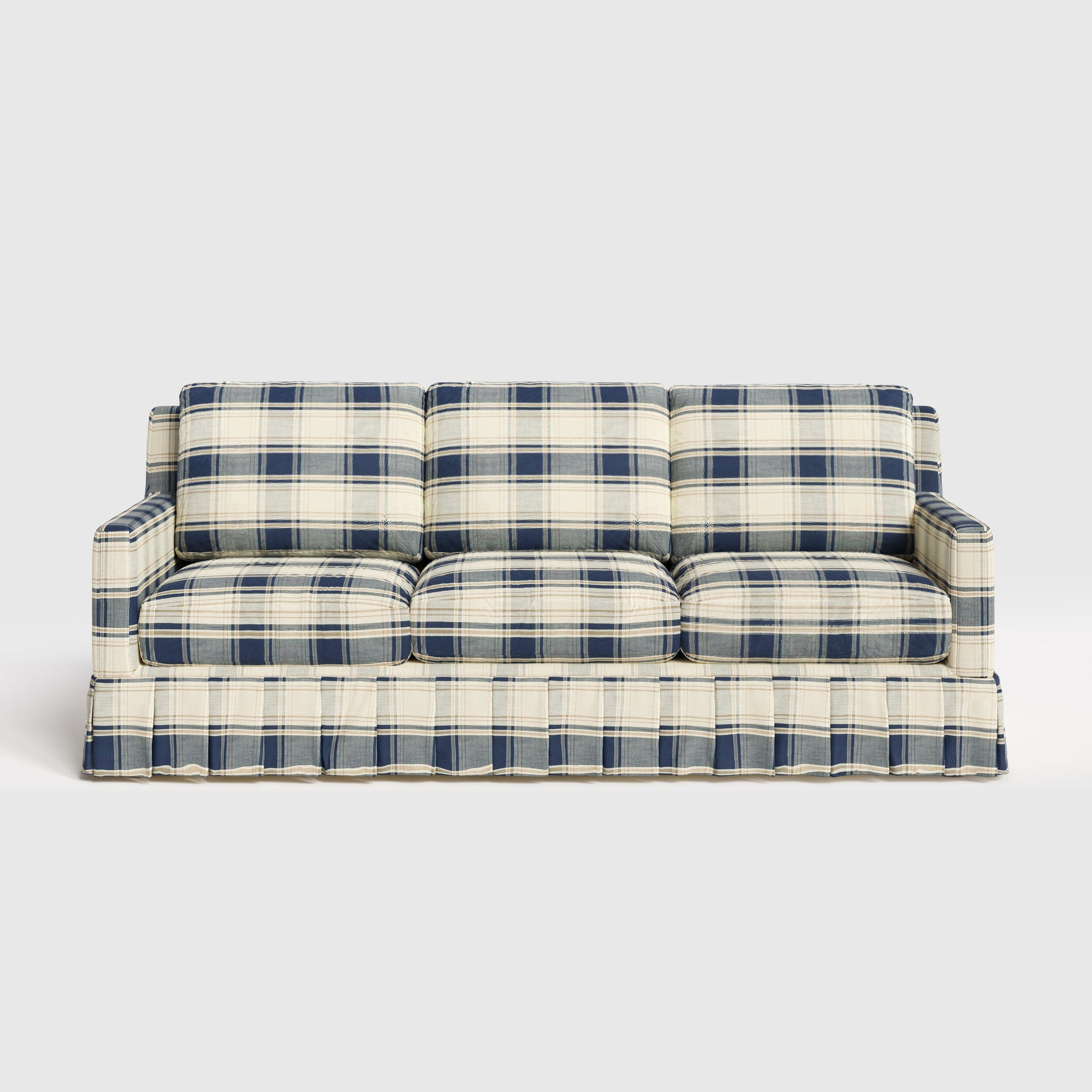 Cottonfy 3 Seater Striped Sofa with Removable Covers and Skirted Design Living and Home 