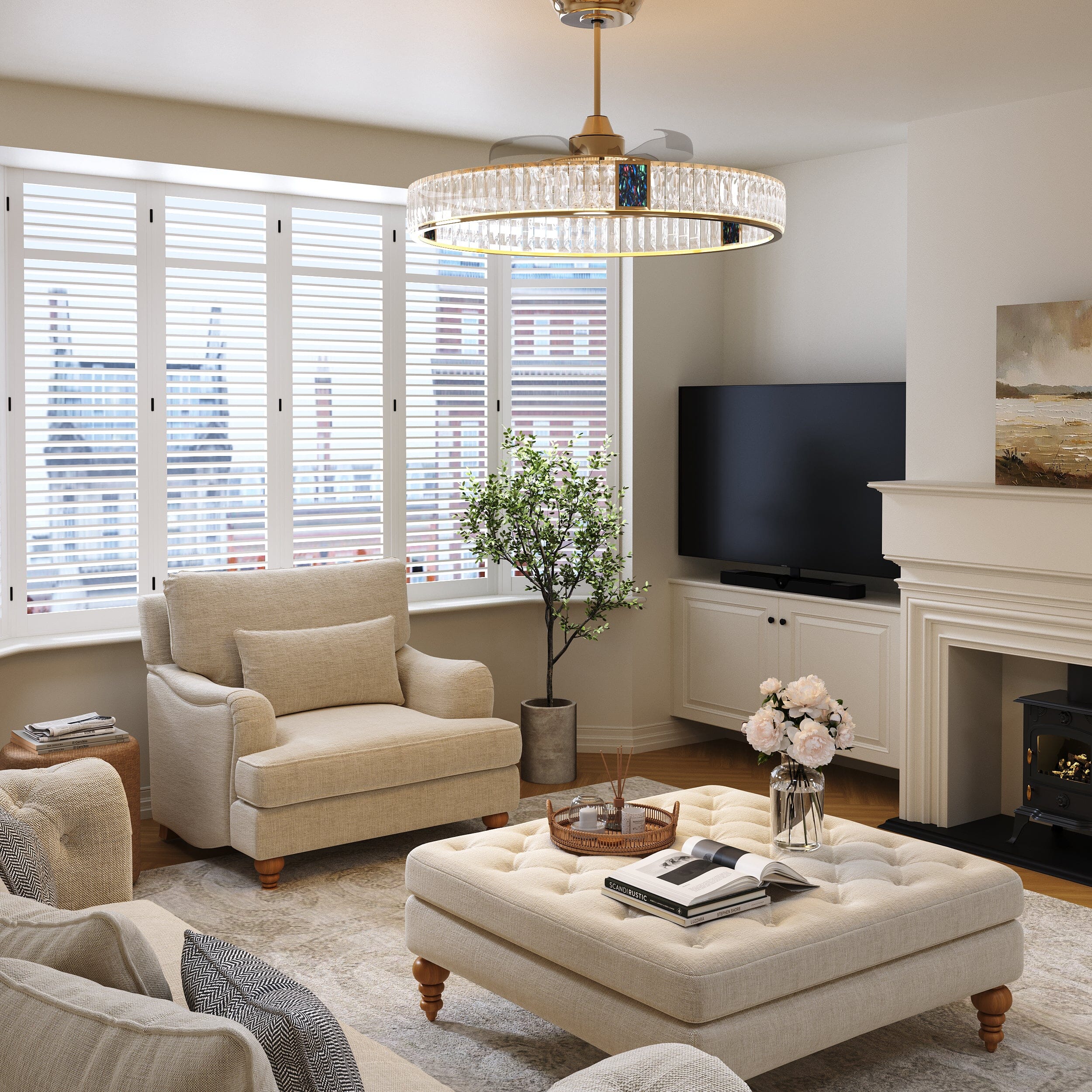 Lightsin Elegant Gold Silent Ceiling Fan Lamp with Crystal Accent Lightsin UK 