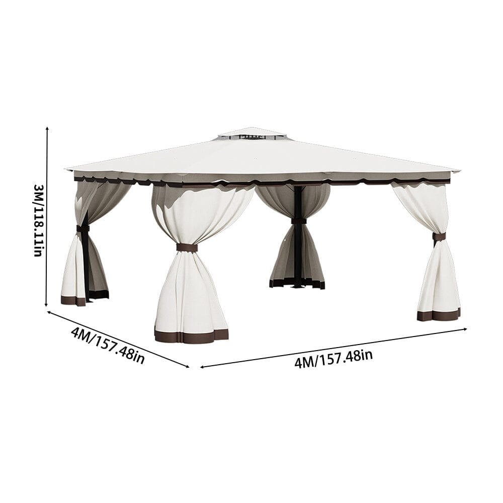 3*3m/4*4m Garden Party Beige Tent with Ground Pegs Living and Home 