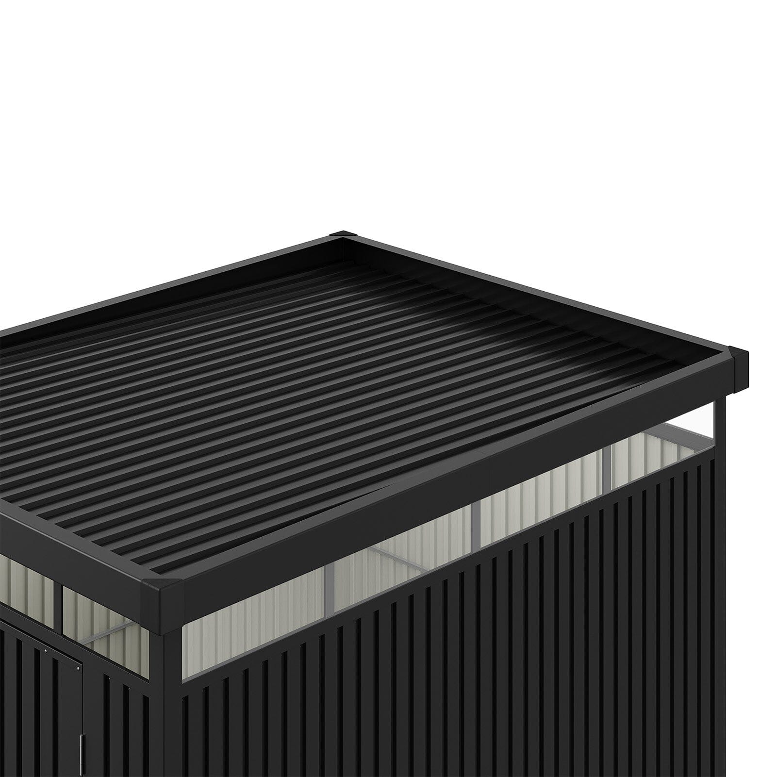 2x2.6x2m/1.6x2.6x2m/2.6x3x2m/4x3x2m Charcoal Black Galvanized Steel Storage Shed with Double/Single Lockable Doors Living and Home 
