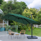 300cm Wide Garden Parasol Outdoor Hanging UV Resistant and Waterproof Umbrella for Patio Parasols Living and Home Parasol + Cross Base + Petal Water Tank Green 