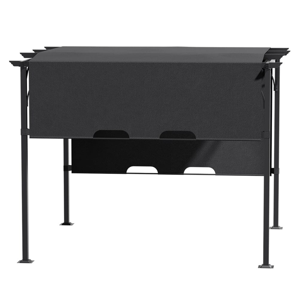 3x3x2.3m/3x4x2.3m Dark Grey Pergola Style Shade Canopy with Adjustable Roof Living and Home 