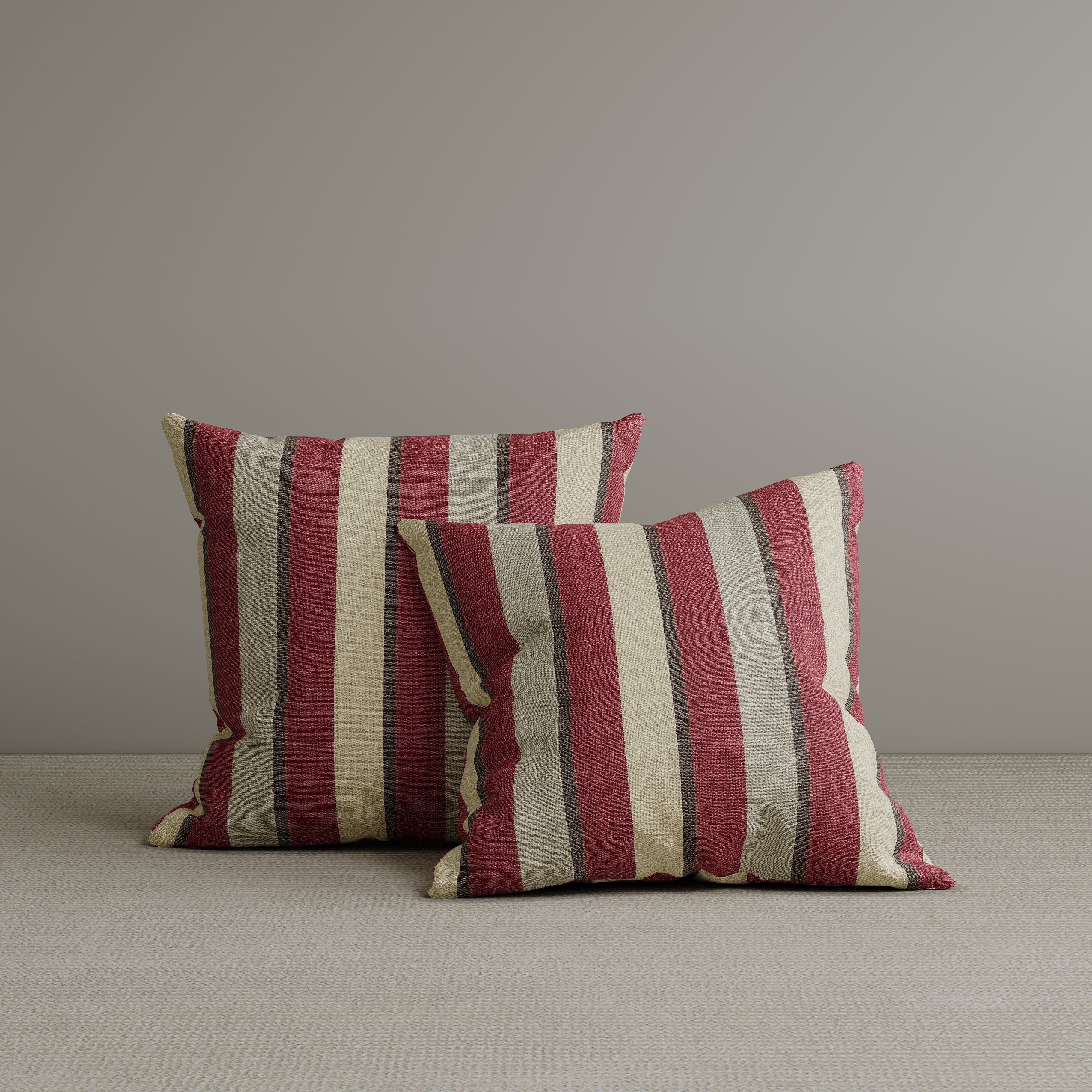 Square Exclusive Design Cushion in Claret Red Striped Cotton Linen, 45*45CM Cottonfy UK 2 PCS 