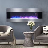 40 to 60 Inch Sliver Electric Fireplace Crystal Accents 6 Flame Colour Heater Wall Mounted Fireplaces Living and Home 