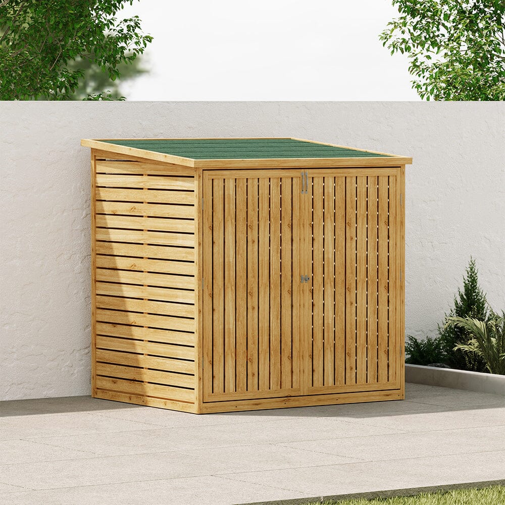 Wooden Bicycle Shed with Asphalt Roof and Steel Locking Door Living and Home 