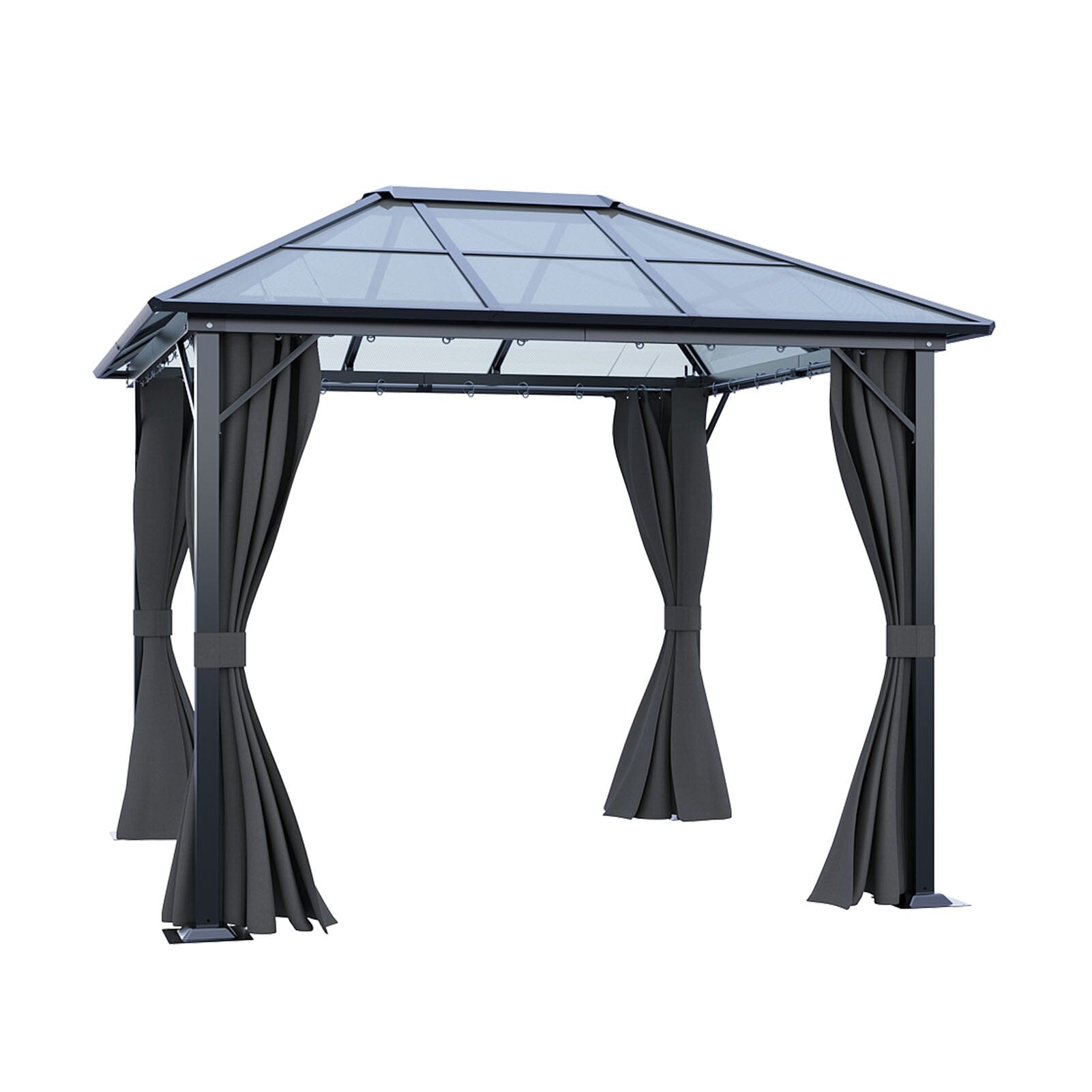 3*3*2.6m Dark Grey Single-roof Sunshade Canopy with Surrounding Fabric Living and Home 