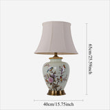 Lightsin Vintage Ceramic Bird-Pattern Table Lamp with Fabric Shade Lightsin UK 