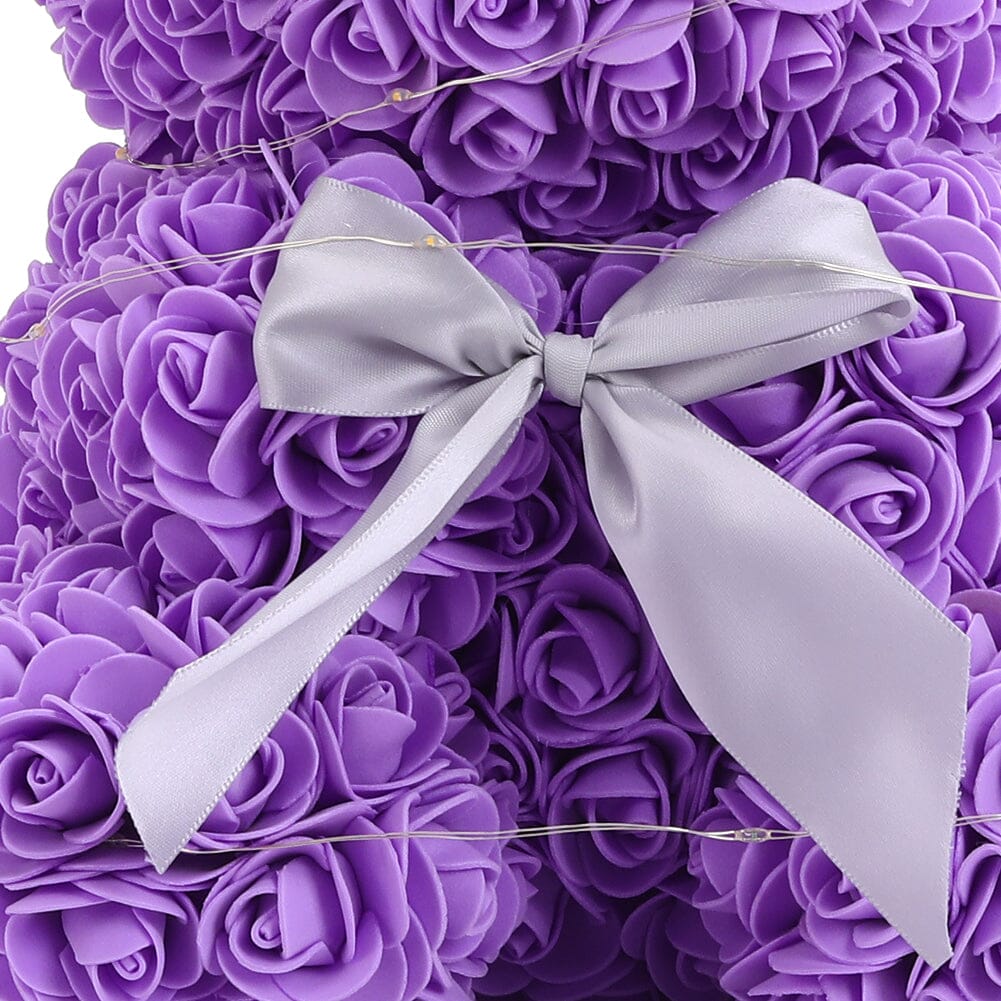 Simulation Foam Forever Rose Bunny Gift Box-Purple With Light String Living and Home 
