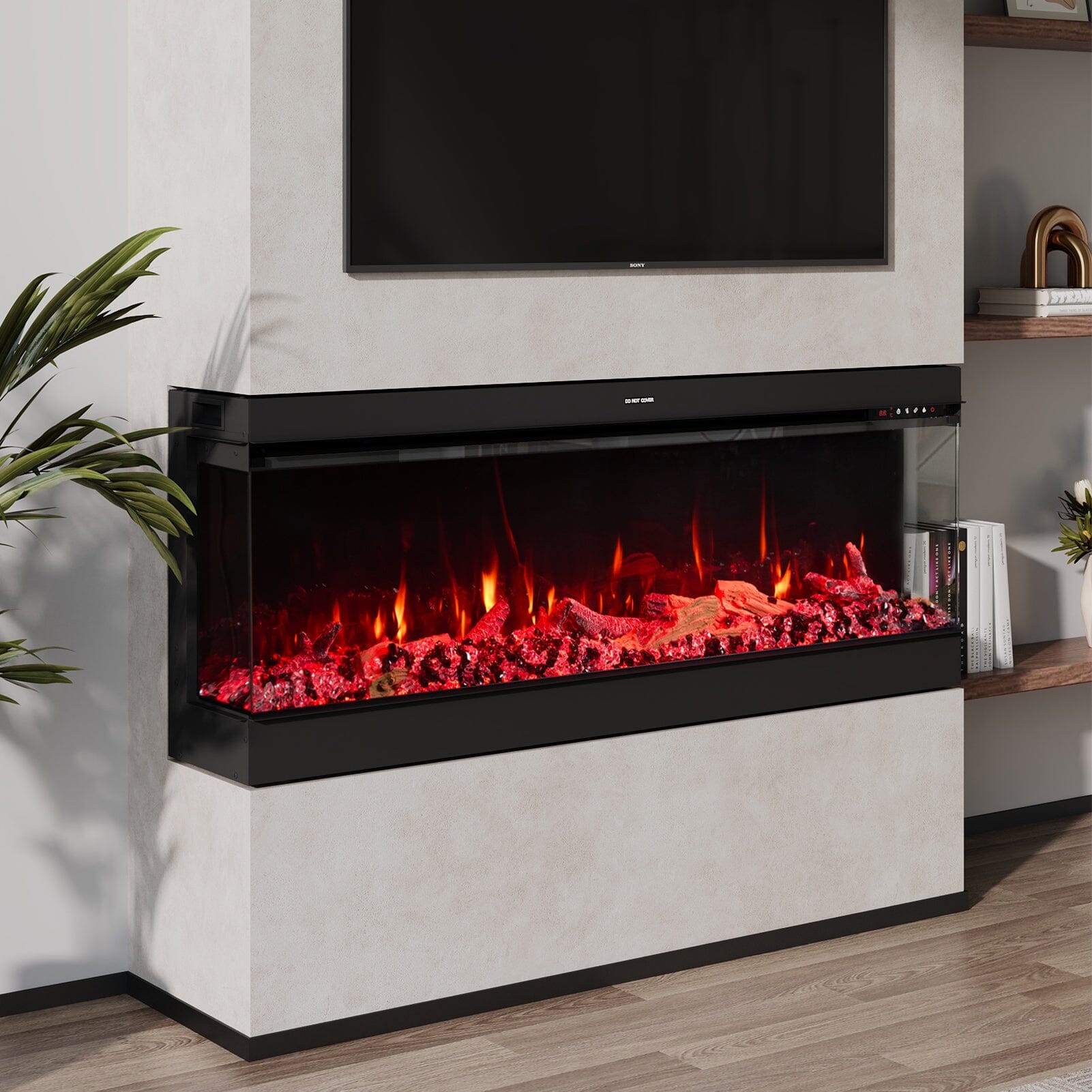 50/60/70/80inch 3-sided Electric Fireplace with Adjustable Color, Temperature and Timing, Controlled by APP Living and Home 