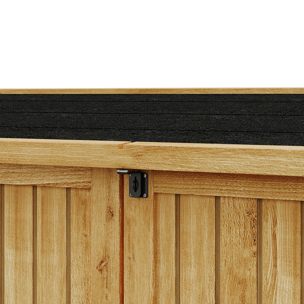 200.5x93x132cm / 220x103x133cm Wooden Bicycle Shed with Asphalt Roof and Steel Locking Door Living and Home 