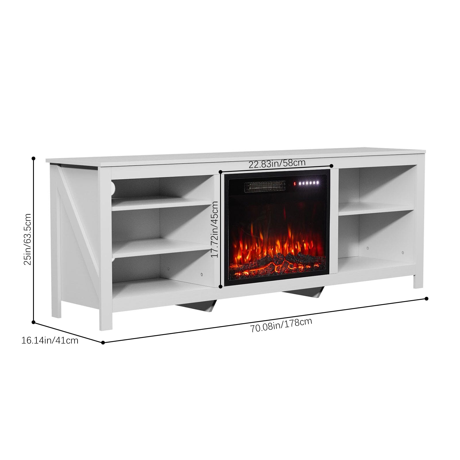 23Inch Electric Fireplace with TV Stand | 12 Flame Colours, Remote Control Living and Home 
