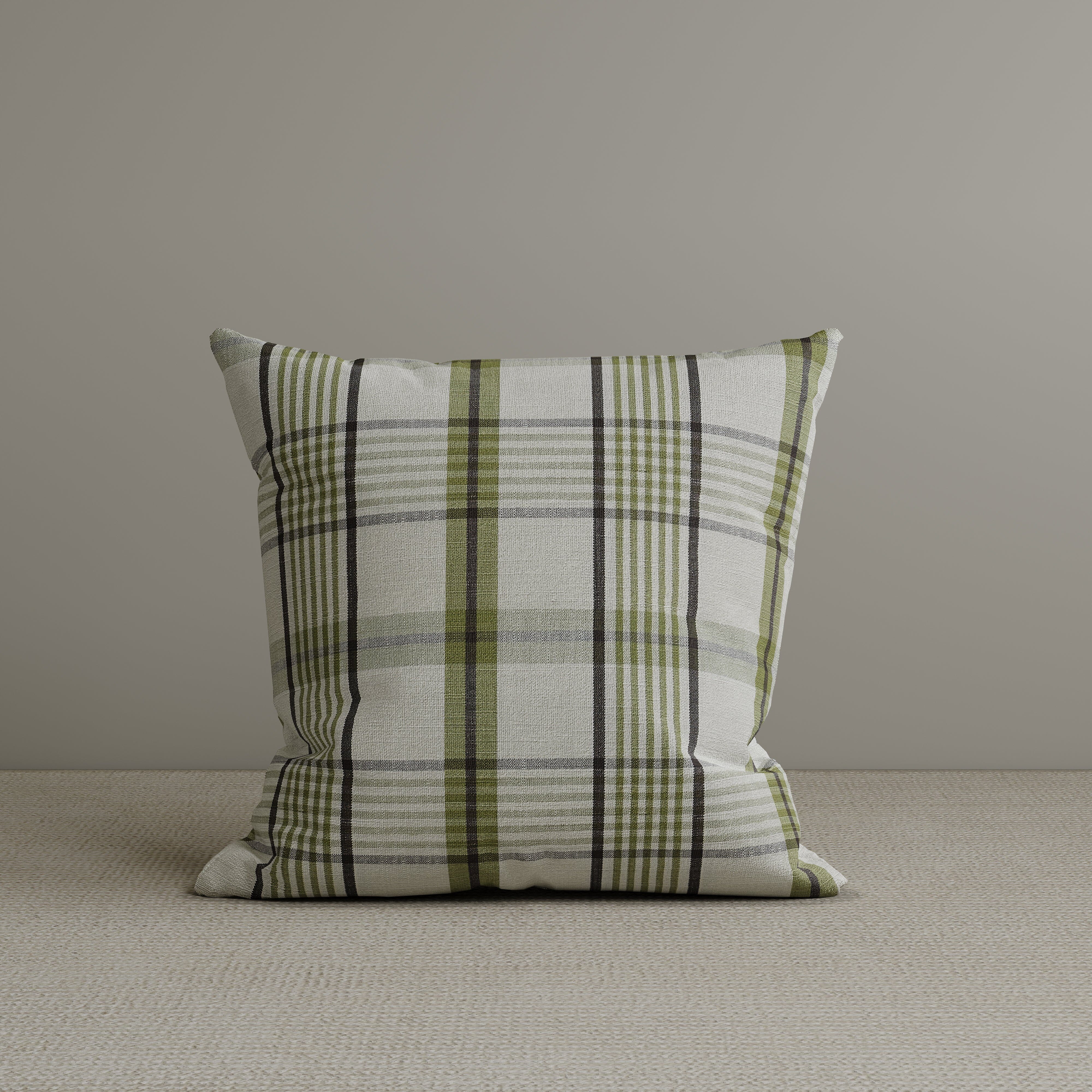 Square Exclusive Design Cushion in Moss Green Plaid Cotton Linen, 45*45CM Cottonfy UK 