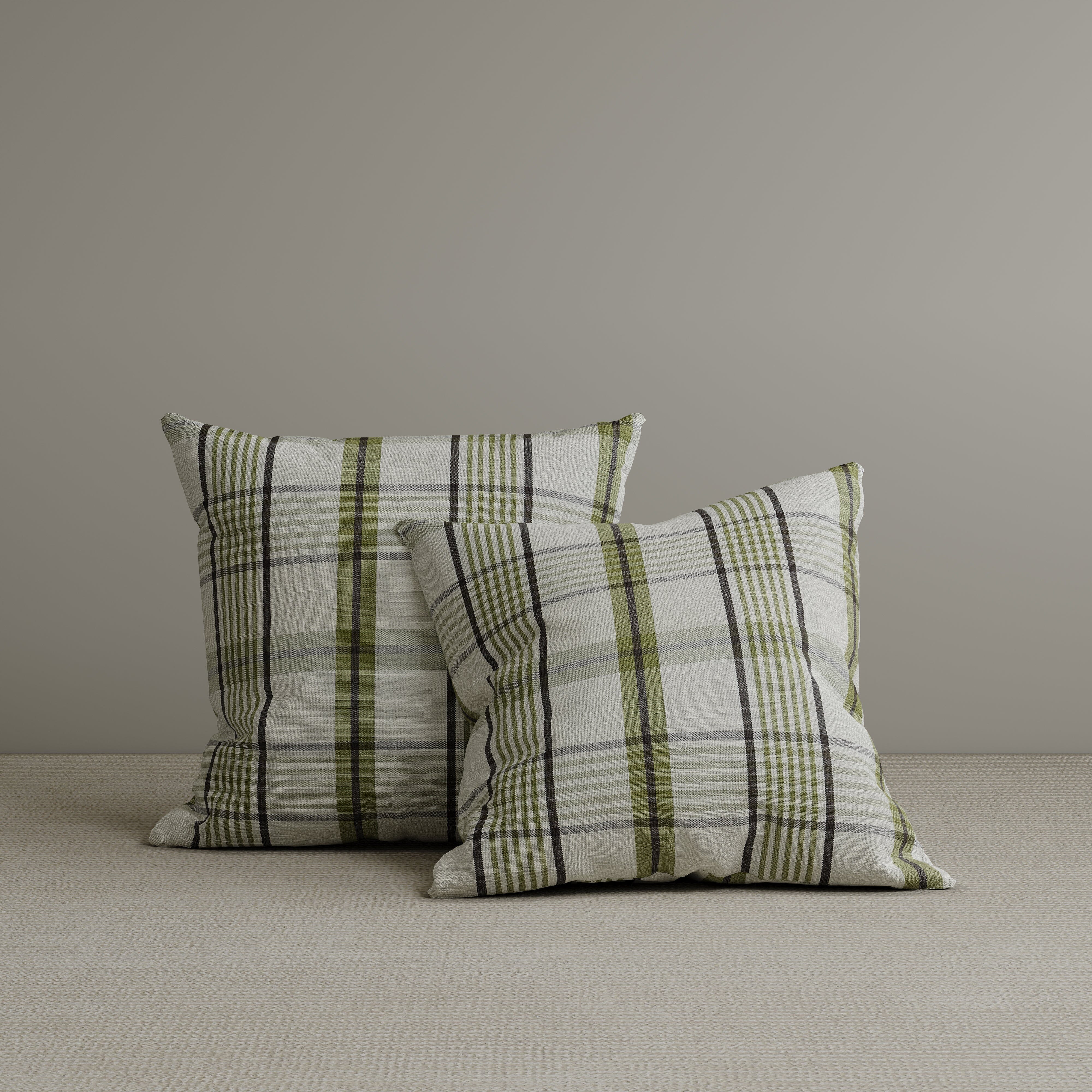 ‍Square Exclusive Design Cushion in Moss Green Plaid Cotton Linen, 45*45CM (100% off) Cottonfy UK 