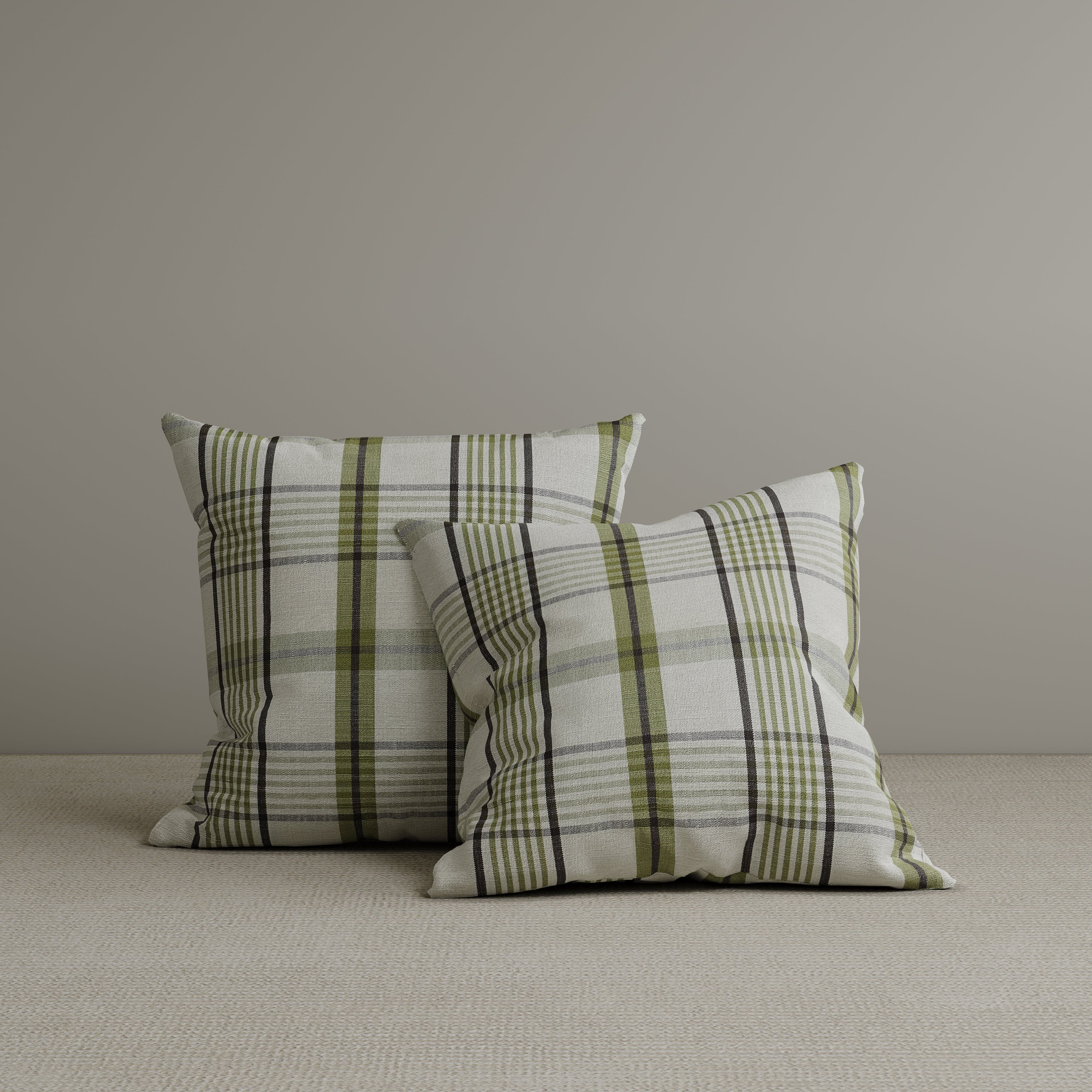 Square Exclusive Design Cushion in Moss Green Plaid Cotton Linen, 45*45CM Cottonfy UK 