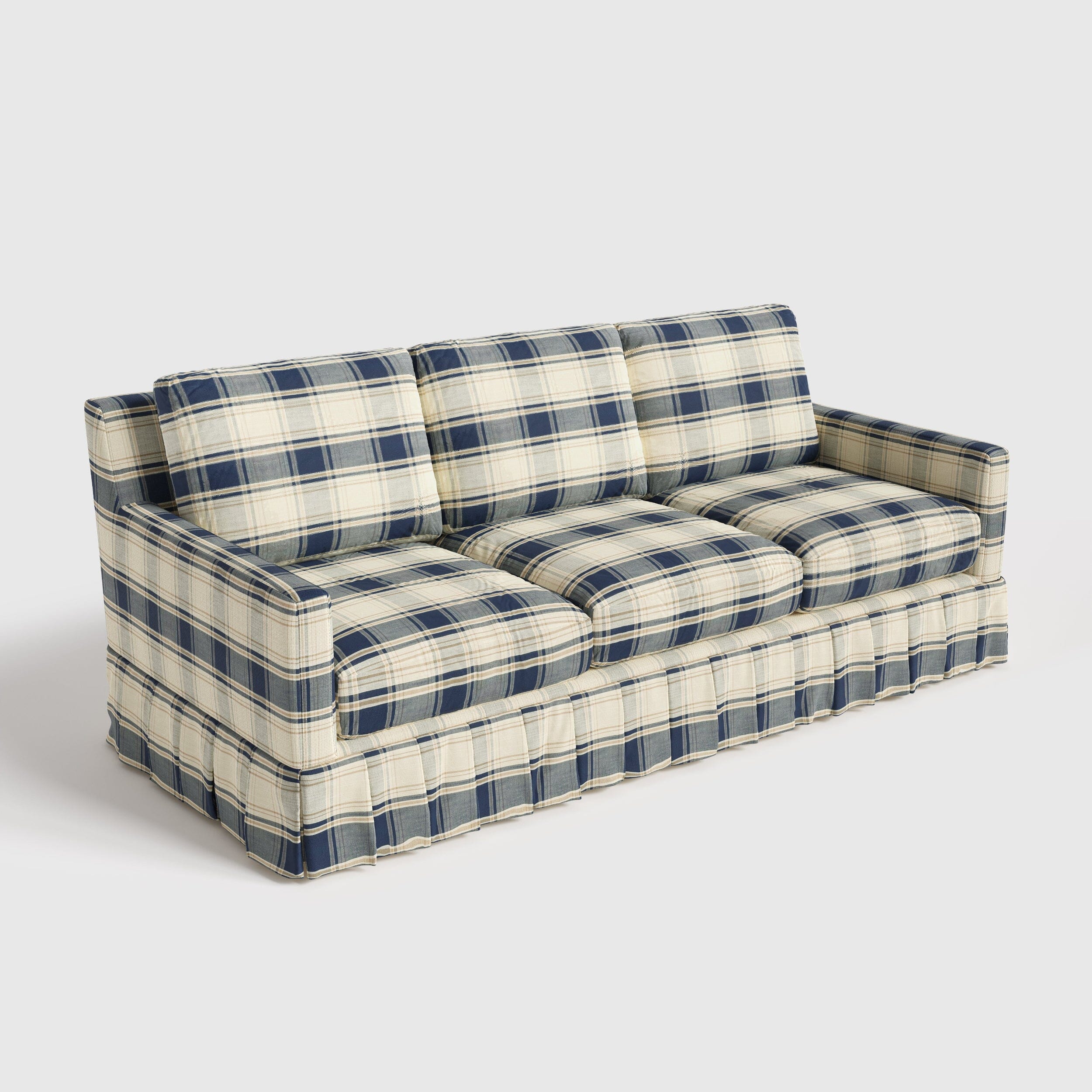 Cottonfy 3 Seater Striped Sofa with Removable Covers and Skirted Design Living and Home 