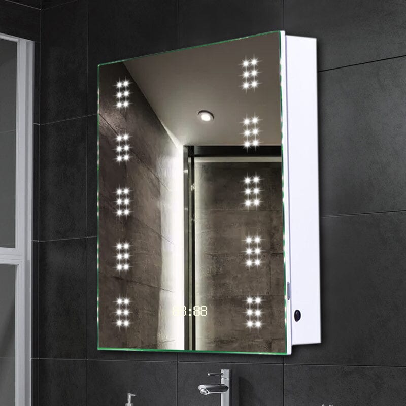 700x500MM LED Illuminated Mirror Cabinet with Shaver Socket Bathroom Mirror Cabinets Living and Home Aluminum Back (Touch) 